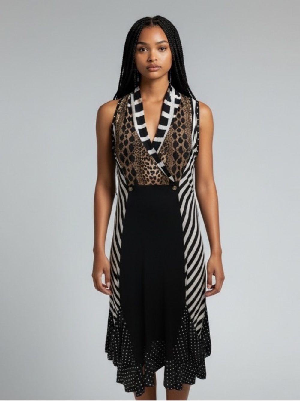Vintage - Joseph Ribkoff Black and Brown Backless Dress